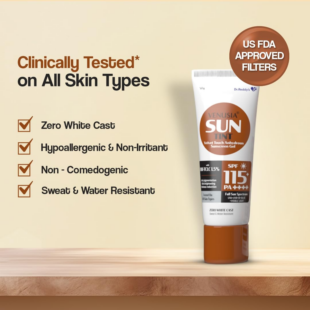 Dr. Reddy's Venusia Sun Tinted Sunscreen Gel SPF 115 | Grocsy