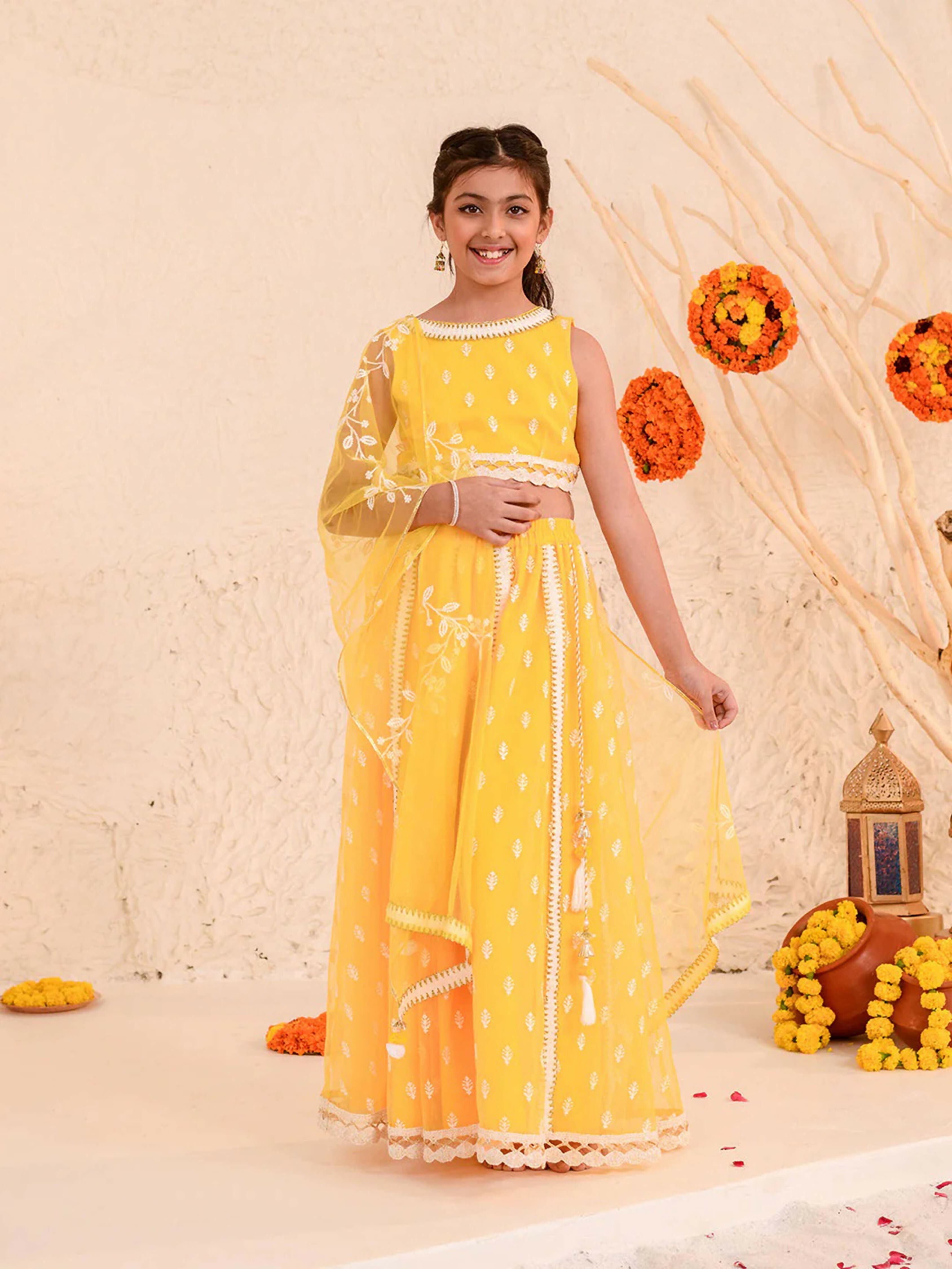 Joban Fashion Girl's Yellow Color Lehenga Choli | Grocsy