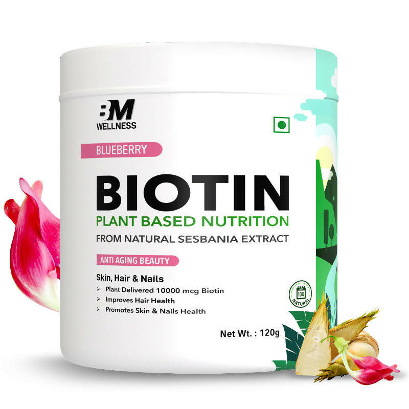 BM Wellness Plant Based Biotin 10000+ Mcg - Blueberry | Grocsy