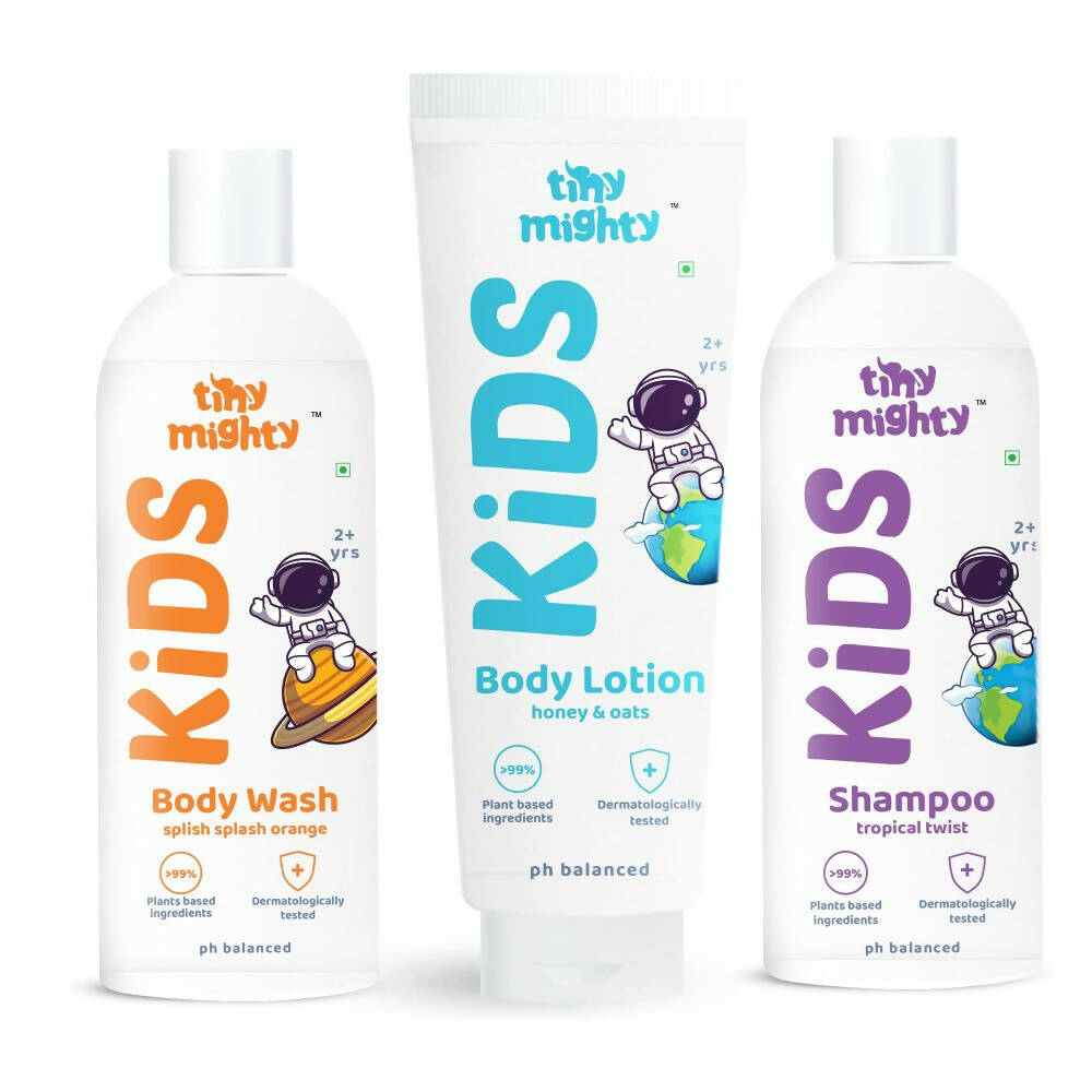 Tiny Mighty Kids Shampoo, Body Wash And Body Lotion Combo | Grocsy