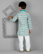 Joban Fashion Kids Island Cotton Full Sleeves Striped Kurta and Pyjama- Teal Blue | Grocsy