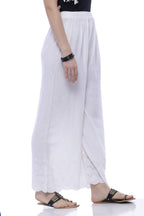 Mominos Fashion Rayon Cotton White Embroidery Chikan Palazzo | Grocsy