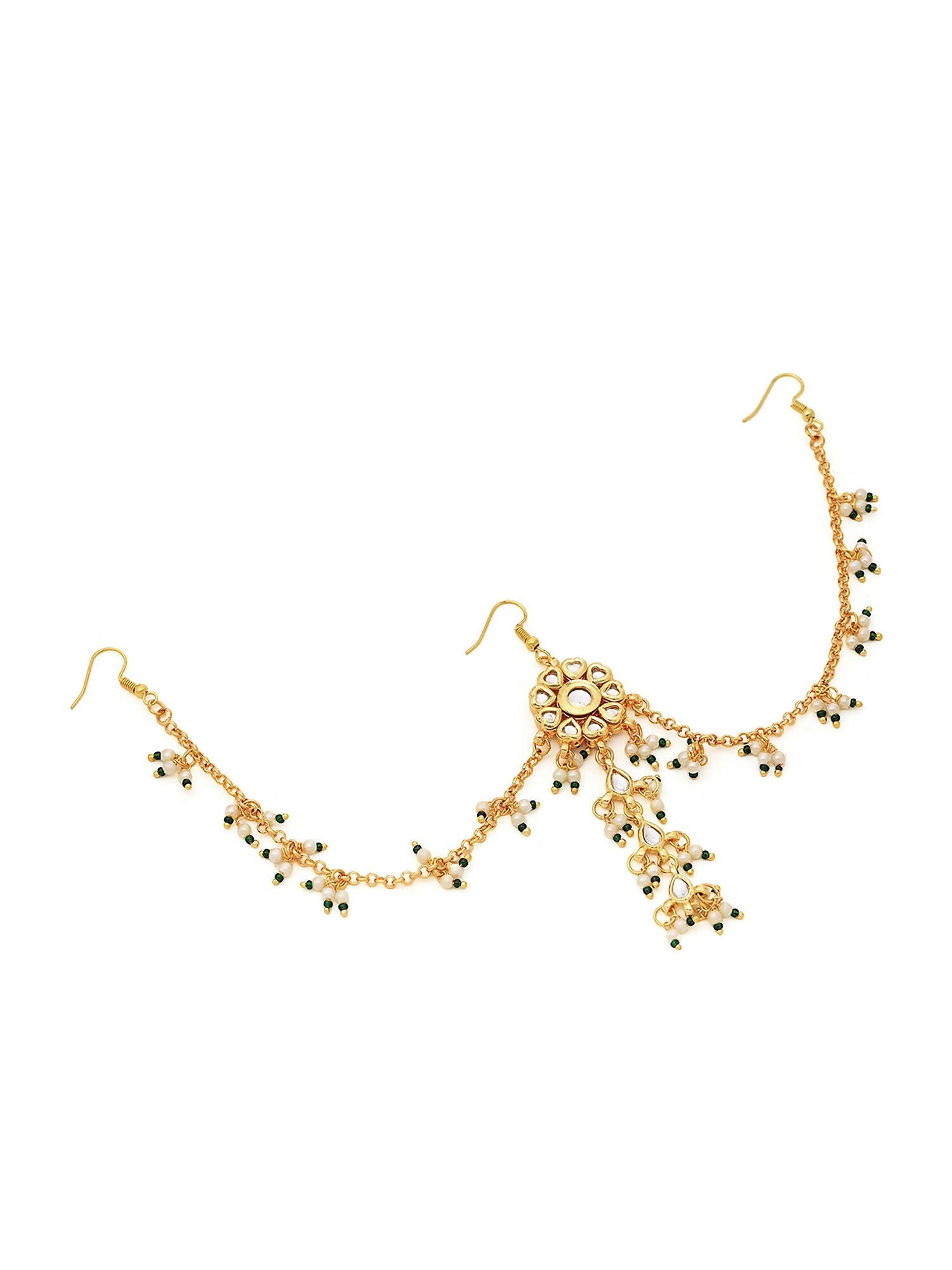 Ruby Raang Gold Flower Kundan Hair Jewelry | Grocsy