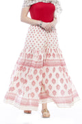 Mominos Fashion Cotton Block Print With Lace Work Off White Red Color Prints Palazzo | Grocsy