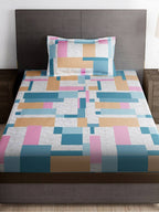 Story@home Arena Grey & White Printed 180 TC Bedsheet & Pillow Covers | Grocsy