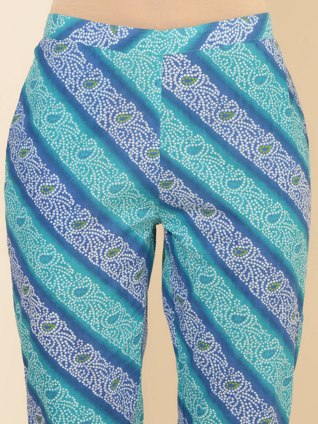 Janasya Women's Blue Cotton Bandhani Printed Casual Angrakha Co-ords | Grocsy