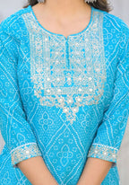Partywear Designer sky blue cotton Stitched Suit With Dupatta - Tanisha | Grocsy
