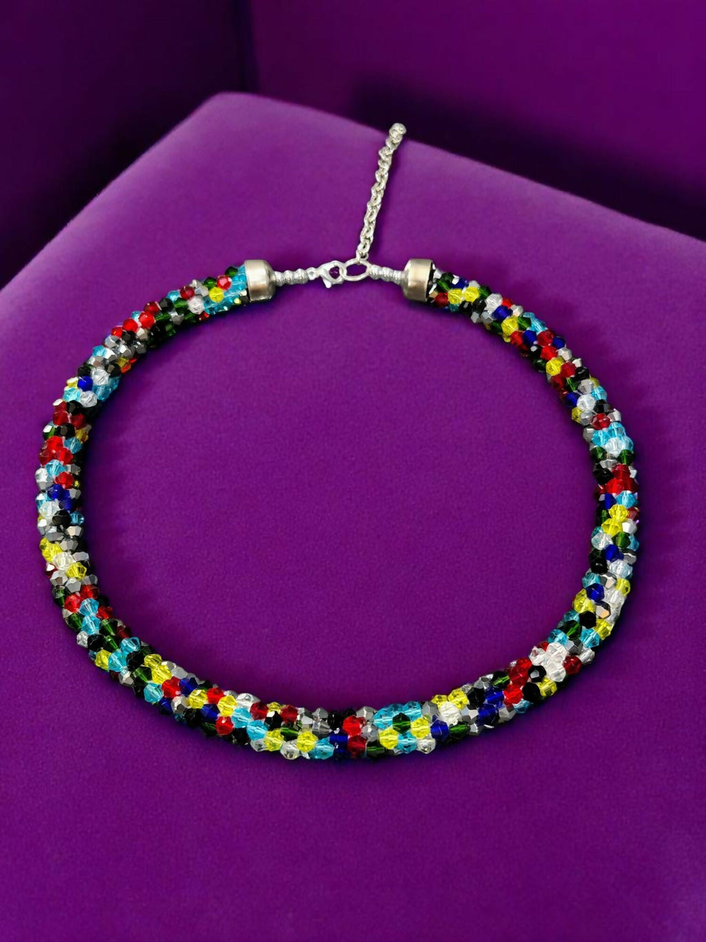 Inhanns Noor-E-Jalwa – Handmade Crystal Bead Necklace -Adjustable - Multi Colour Only Necklace | Grocsy