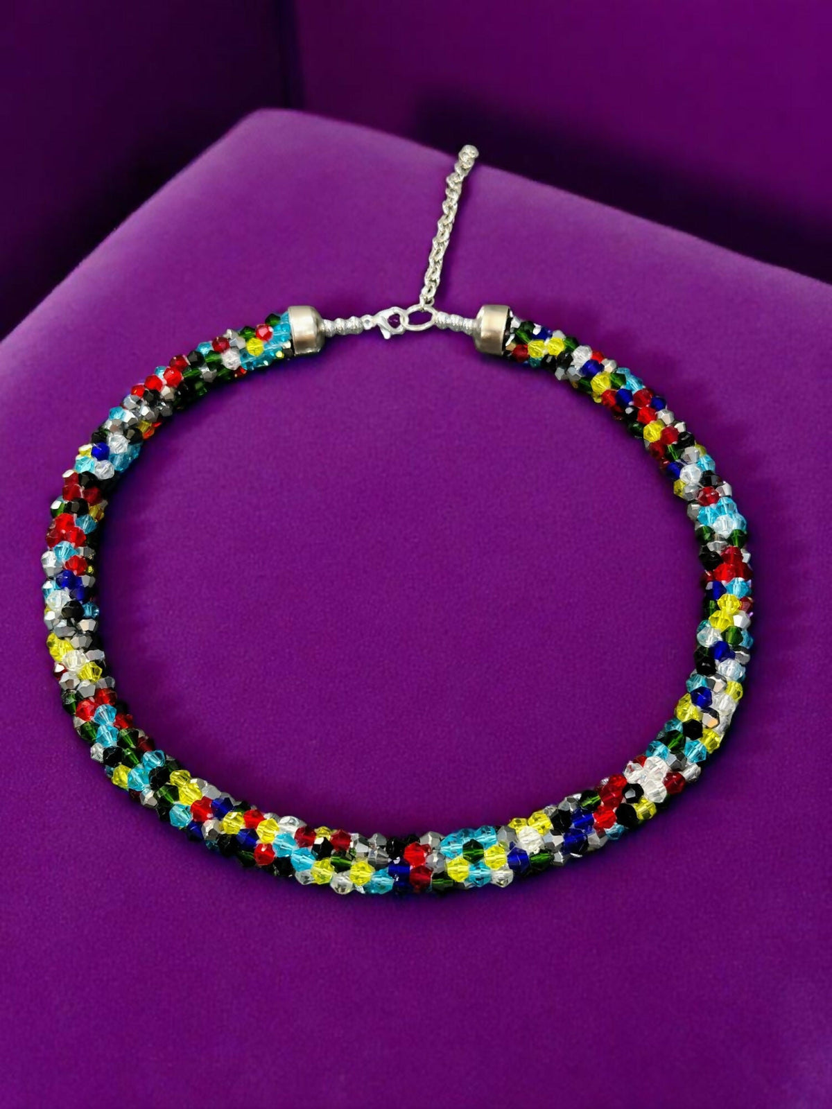 Inhanns Noor-E-Jalwa – Handmade Crystal Bead Necklace -Adjustable - Multi Colour Only Necklace | Grocsy