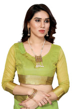 Vamika Green Cotton Polyester Silk Weaving Saree | Grocsy