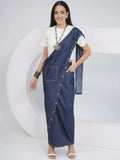 Joban Fashion Off White Cotton Denim Skirt Drape With Top | Grocsy