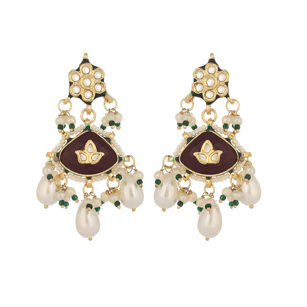 Nuyug 22K Gold Plated Ruby Grace Earrings | Grocsy