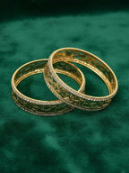 NVR Women Set of 2 Gold Plated CZ Stone Kada Bangle | Grocsy