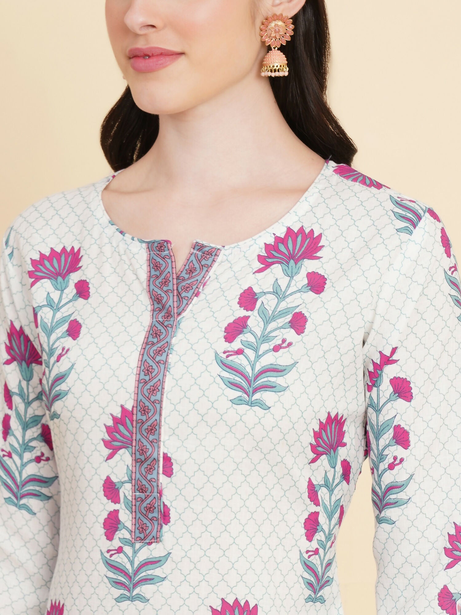 Designer Stylish white Cotton Stitched Suit With Dupatta - Tanisha | Grocsy