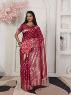 Shree Shyam Fashion Lichi Silk Wine Saree | Grocsy
