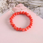 NVR Men & Women Red Marbel Crystal Elasticated Bracelet