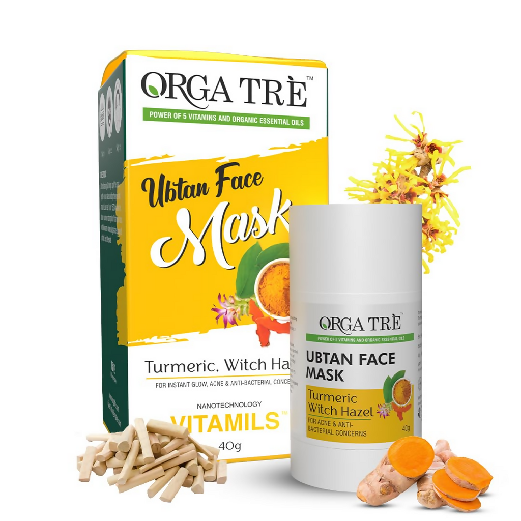Orgatre Ubtan Face Mask Stick For Men & Women For Sun Tan, Natural Glow With Natural Haldi | Grocsy