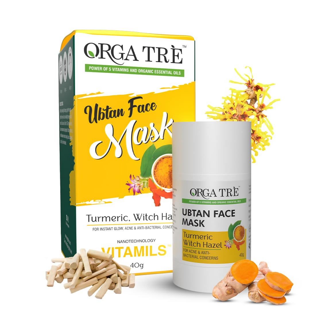 Orgatre Ubtan Face Mask Stick For Men & Women For Sun Tan, Natural Glow With Natural Haldi | Grocsy