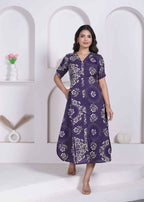 Miravan Womens Floral Printed A-Line Shirt Collar Maxi Dress | Grocsy