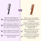 Little Extra Wooden Neem Comb For Hair Growth | Grocsy