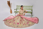 Kesar Fab Ivory Silk Embroidered Lehenga | Grocsy