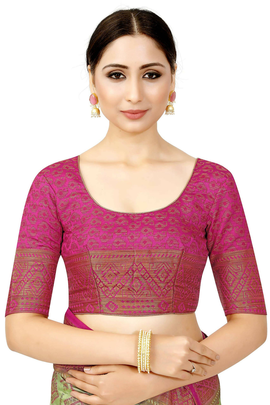 Mimosa Women's Patola Style Art Silk Green Saree | Grocsy
