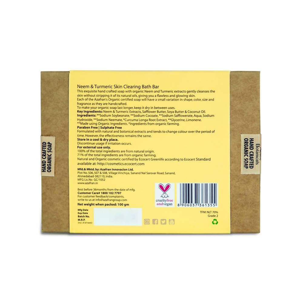 Azafran Active Botanicals Neem & Turmeric Skin Clearing Bath Bar | Grocsy