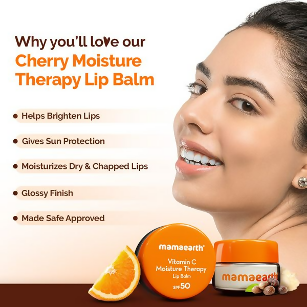 Mamaearth Vitamin C Moisture Therapy Lip Balm SPF 50 with Vitamin C & Honey For Lip Lightening | Grocsy