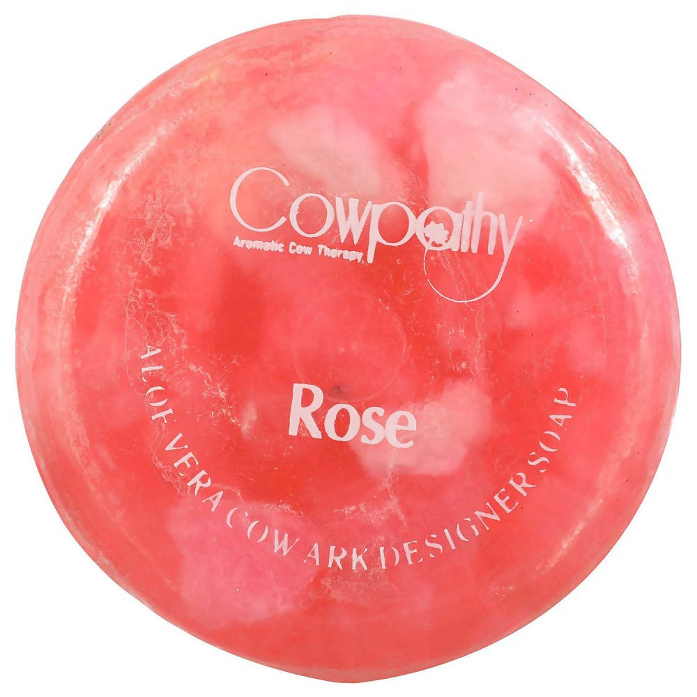 Cowpathy Rose Aloe Vera Cow Ark Designer Soap (100 Gm) | Grocsy