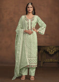 Mint Green Soft Organza Embroidered Festive Salwar Suit - Emponline | Grocsy