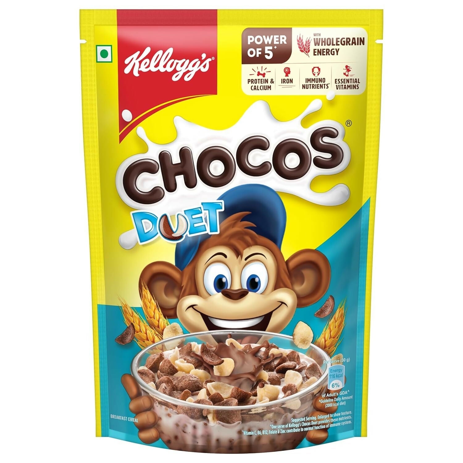 Kellogg's Multigrain Chocos Duet, Breakfast Cereal for Kids, Source of Calcium, High in Protein, with 10 Essential Vitamins & Minerals | Grocsy