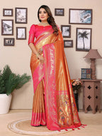 Aastha Fashion Orange Tissue Silk Weaving Saree | Grocsy