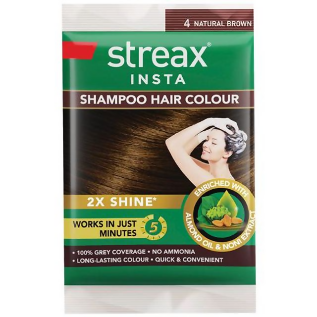 Streax Insta Shampoo Hair Color - Natural Brown | Grocsy