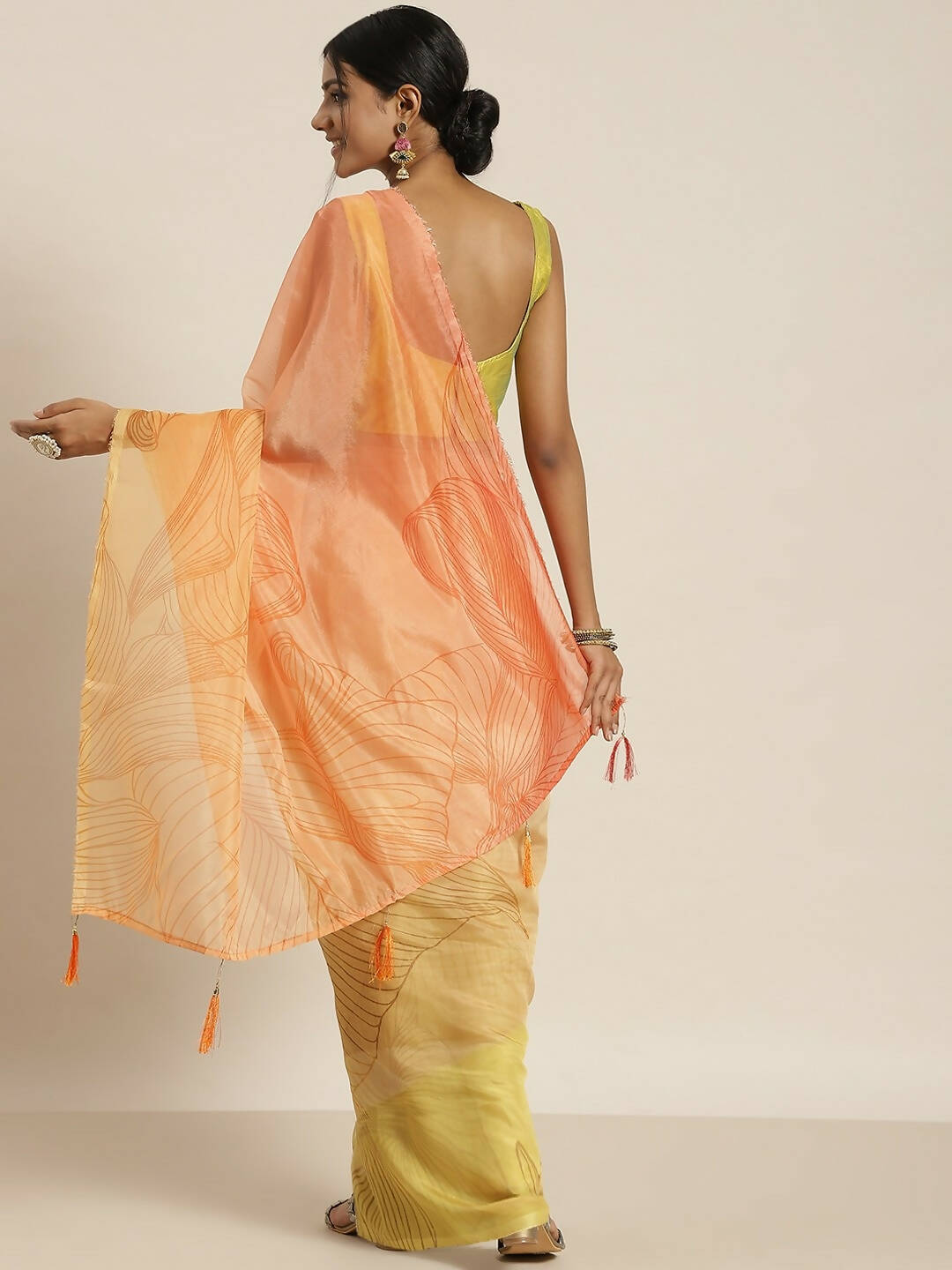 Multicolor Organza Printed Saree With Blouse Piece - Nivaa | Grocsy