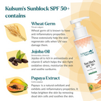 Kulsum's Kaya Kalp Sun Block SPF 50+ With Wheat Germ And Papaya For All Skin Types | Grocsy