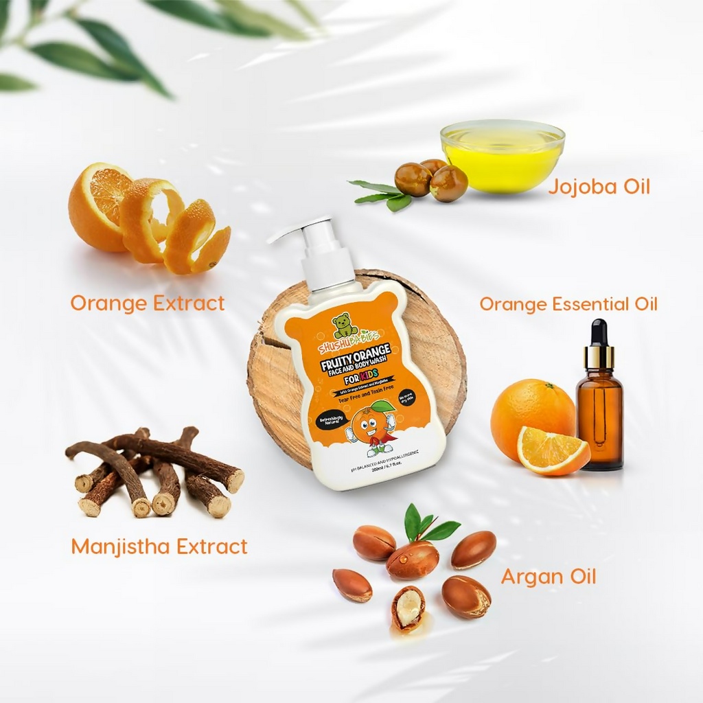 ShuShu Babies Fruity Orange Face and Body Wash (under 4-12 Years) | Grocsy