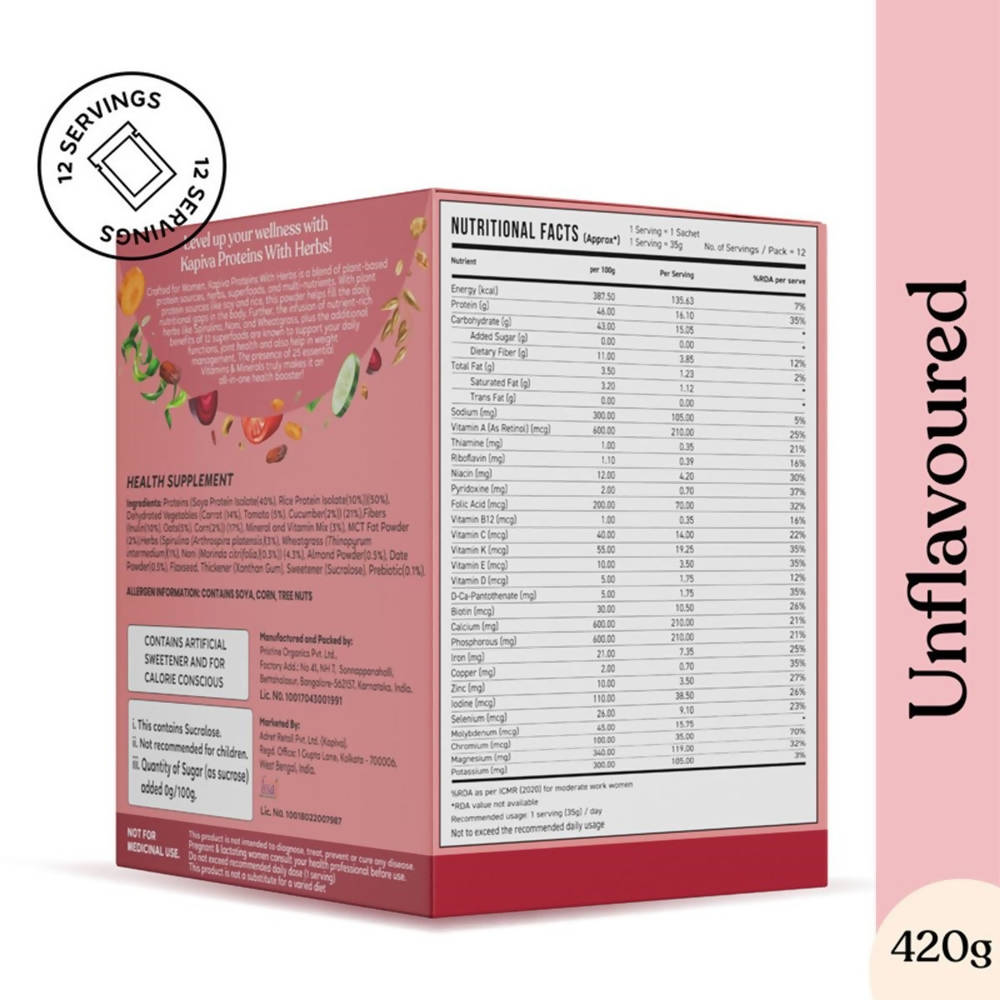 Kapiva Ayurveda Proteins with Herbs - Unflavoured | Grocsy