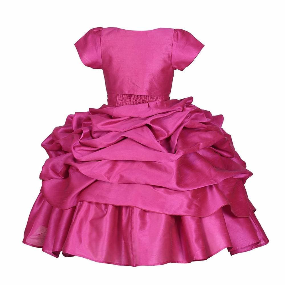 Asmaani Baby Girl's Pink Colour Satin A-Line Maxi Full Length Dress (AS-DRESS-22118) | Grocsy