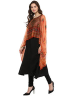 Ahalyaa Black Crepe Printed Kurta With Attached Dupatta For Women | Grocsy