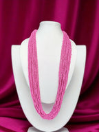 Inhanns Rangsaaz 20-Layer Luxe Long Beaded Only Necklace - Halka Pink | Grocsy