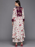 Ahalyaa Womens Beige Crepe Digital Printed Kurta Palazzo Set | Grocsy