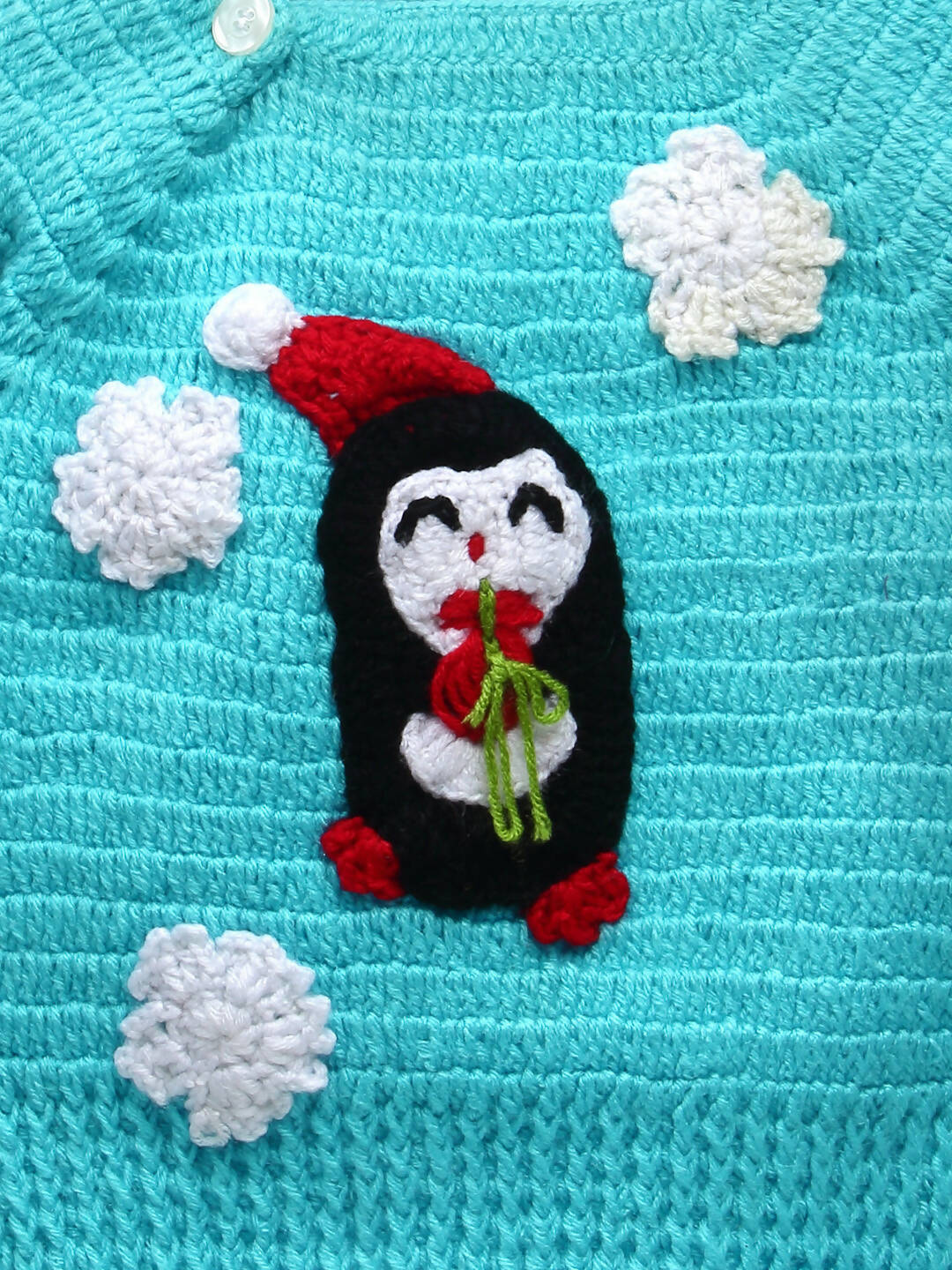 Chutput Kids Blue Coloured Solid Pullover with Penguin Applique Detail | Grocsy