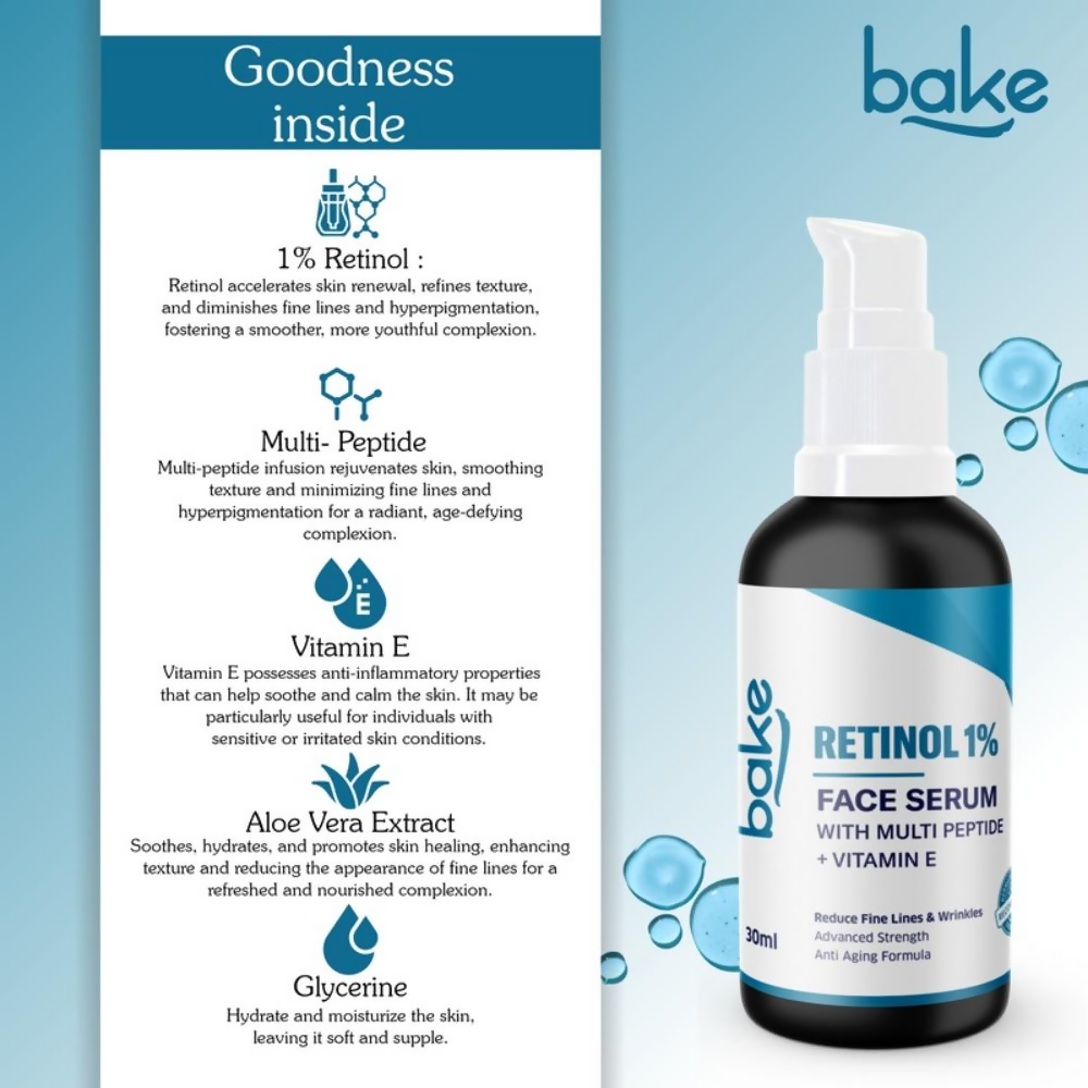 Bake Retinol 1% Face Serum With Multi Peptide + Vitamin E | Grocsy