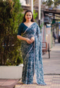 Rama Poly Georgette Ethnic Motifs Saree with Unstitched Blouse - A2M | Grocsy