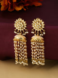NVR Women Gold-Polished Contemporary Jhumkas Earrings | Grocsy