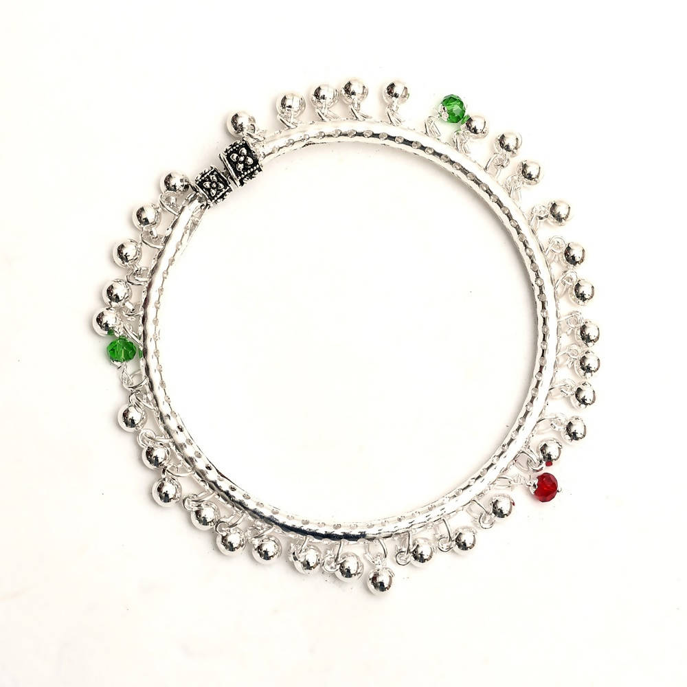 Mominos Fashion Kamal Johar Oxidised Silver Anklets With Muvvas | Grocsy