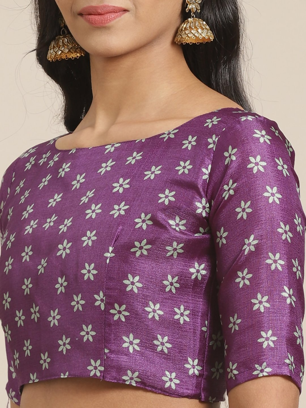 Saree Mall Green & Purple Ethnic Motifs Print Bhagalpuri Saree | Grocsy