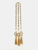 Ruby Raang Gold Gota Pati Work And Black Thread And Mirrors With Gold Stones & Pearls | Grocsy