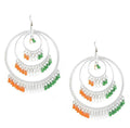 Mominos Fashion Traditional Silver-Plated Indian Tricolor Earrings