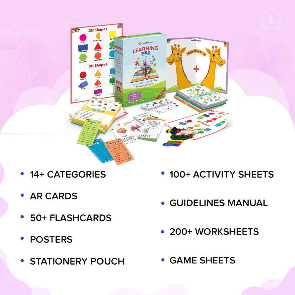 ClassMonitor KG2 Preschool Learning Educational Kit includes 300+ Early Learning Activity Sheets for kids of Age 4.5 - 5.5 Years | Grocsy